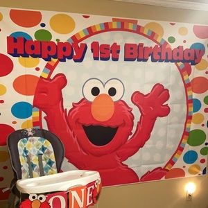 Elmo 1st birthday Backdrop
